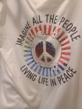 NWOT Imagine All The People Peace Graphic Tee - White